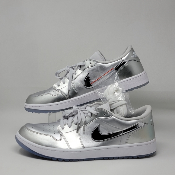 Nike Air Jordan 1 Low NRG Mens Size 16 Golf Shoes Metallic Silver FD6848-001 New - Picture 3 of 9